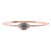 0.39ct Diamond & 0.60ct Blue Sapphire & Composite Turquoise 14k Rose Gold Eye Bangle